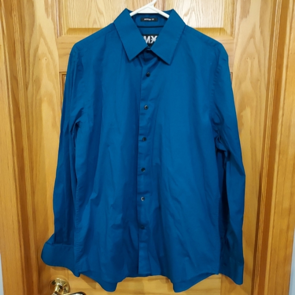 Men's Express 1MX Modern Fit Blue Button Down